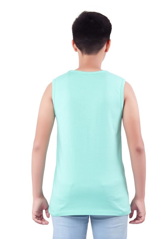 Image of UNOseven Printed Cotton Sleeveless Vest /T-Shirt for Boys - Regular Fit (Pack of 1)