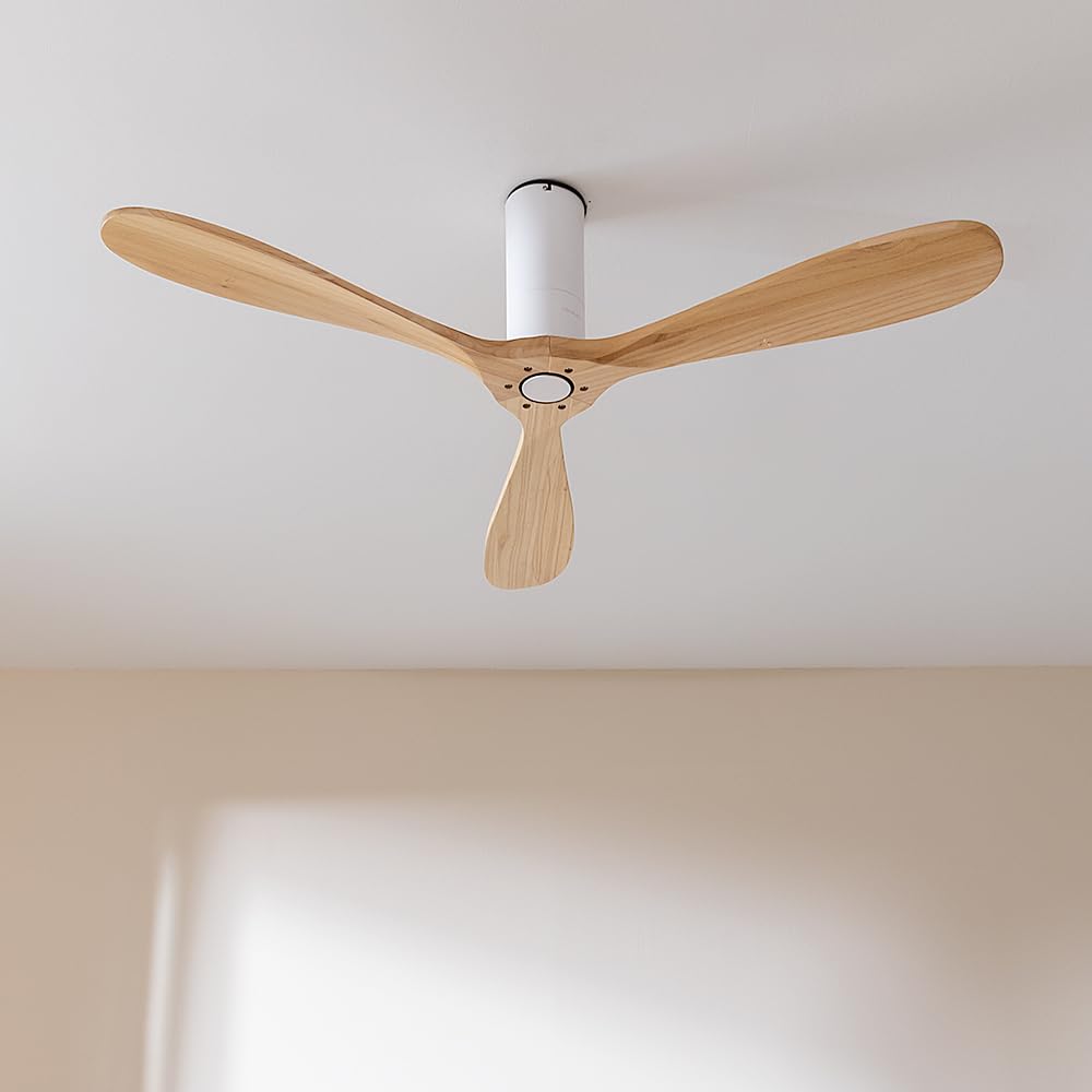 Cecotec Ventilatore da Soffitto Energysilence 5400 Classic White&lightwood. | Motore DC 40W, 3 Pale, 6 Velocità, con Telecomando, Timer Fino A 8h, Modalità Inverno/Estate