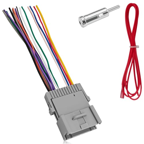 SWQS 3PCS Car Radio Wiring Harness Adapter Kit Aftermarket Stereo CD Player Receiver Adapter Modified Pigtail Connector Plug Compatible with Chevy Silverado Chrysler Hummer Buick Suzuki (Gray)