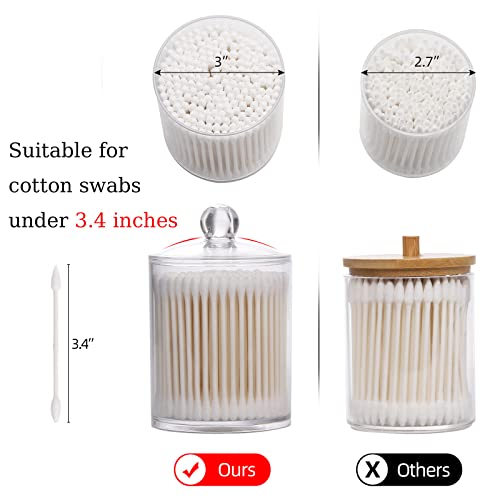 Tbestmax 3 Pack Cotton Swab Ball Pad Holder, 12 Oz Qtip Apothecary Jar Clear Makeup Organizer, Bathroom Containers Dispenser #TOP1