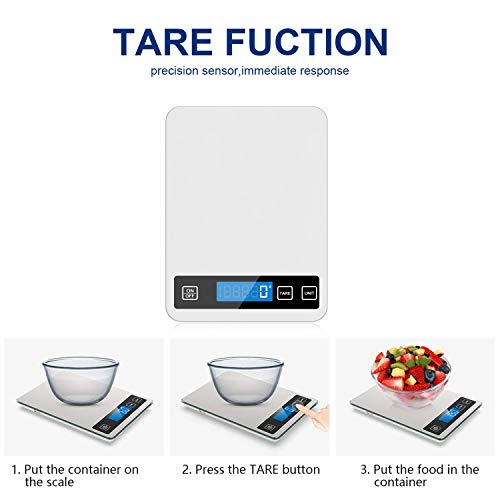 Aoocan Food Scale, Usb Rechargeable 33Lbs(15Kg) Digital Kitchen Scale Weight Grams And Oz For Cooking & Baking, 1G/0.1Oz Precise Graduation, Stainless Steel Tempered Glass Lcd Display (Waterproof) #TOP2