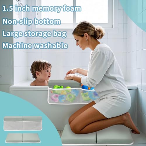 Image of KOMIDK Bath Kneeler and Elbow Rest pad Set for Baby and Toddler Bathing Baby Bath Kneeler and Elbow Rest pad Set Quick Drying, Foldable Non-Slip