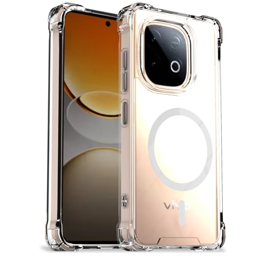 Image of Pikkme Back Cover for iQOO Neo 10 5G / Vivo Y300 GT 5G Mag-Safe Shockproof PC + TPU Protective Case Magnetic Support Bumper Case (Transparent Mag-Safe)