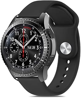 Amzpas für Samsung Gear S3 Frontier Armband Samsung Gear S3 Classic Armband,Original Silikon Ersatzarmband Uhrenarmband für Samsung Gear S3 Frontier / Classic für Herren Damen(Schwarz)
