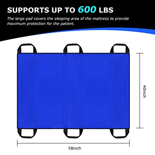 Yhk 58 * 40In Multipurpose Positioning Bed Pad，Waterproof Reusable Transfer Sheet For Lifting,Turning, Moving And Repositioning For Disable — Double Sided Nylon Fabric (Blue) #TOP1