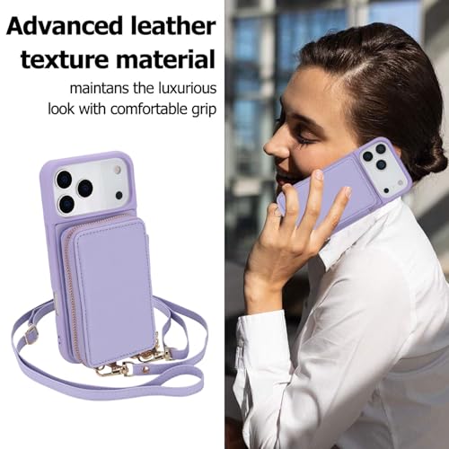 Crossbody Wallet Case for iPhone17 ProMax 6.9",RFID Blocking PU Leather Zipper Phone Case Bag Flip Folio Cover with Card Slots,Wrist Strap Lanyard (Blue, iPhone 17 Pro Max 6.9'', iPhone 17 Pro Max) by Surlveia - Used condition - Image 2