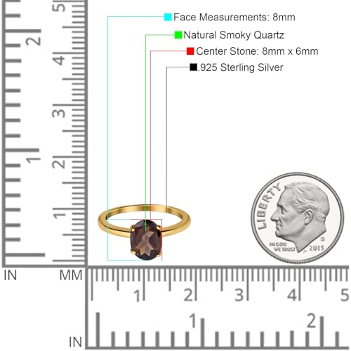 OMRANII Minimalist Oval Natural Chocolate Smoky Quartz Solitaire Cathedral Ring Wedding Engagement Rings For Women 925 Sterling Silver Gifts For Her4