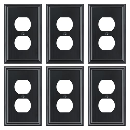 6-Pack Zinc Alloy Single Duplex Outlet Cover Plate Solid Receptacle Cover