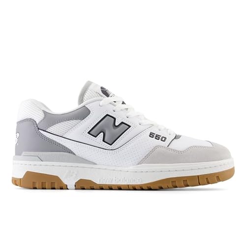 New Balance Men's 550 Sneakers, White/Grey, 9 Medium US3