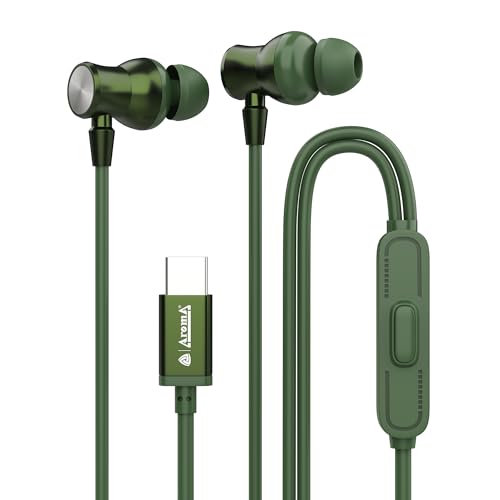 Image of AROMA HF1007 Type C Wired Earphone with HD Quality in-Line Mic,12mm Driver Hi-Res Wired