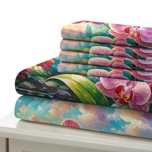 Housse de couette orchidée imprimée 3D avec fermeture éclair cachée en microfibre douce - 6