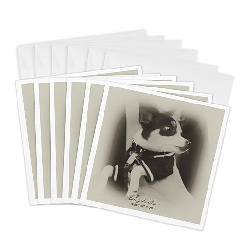 Cartes de vœux Chihuahua 15,2x15,2 cm 3dRose : lot de 6 papeteries animaux