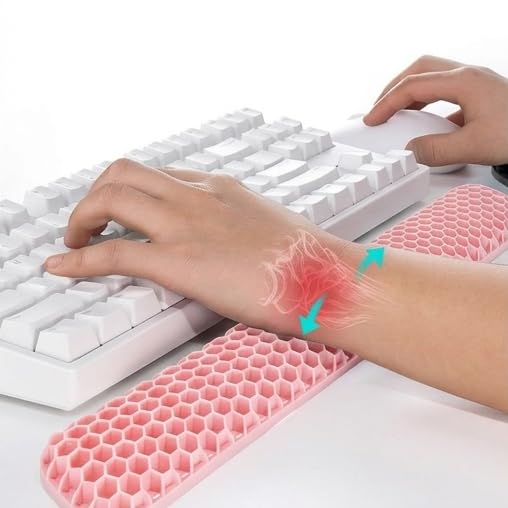 Image of Cloudy Canvas Keyboard Wrist Rest Pad, Best Ergonomic Palm Rest. Non-Slip and Soft Cushion for Typing Pain Relief & Hand Support - Office, Computer, Laptop, Gaming Desk Accessory (Pink)