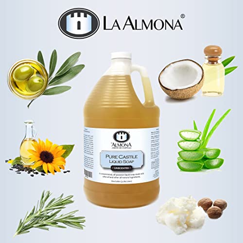 image for La Almona - Pure Castile Liquid Soap, UNSCENTED, 1 Gallon - Multipurpo