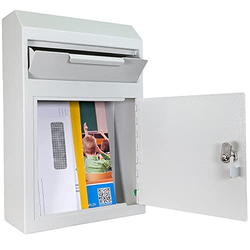 Pochar D02-W Metal Wall Mount Locking Deposit Drop Box Safe - Heavy Duty Lock Box For Keys, Rent, Checks, Money, And Mail Envelopes thumb #8