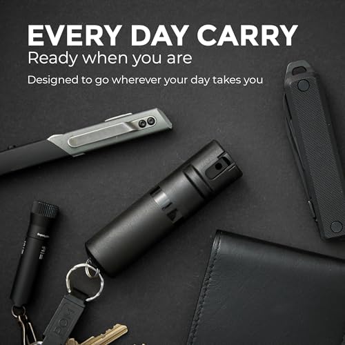 Image of POM Pepper Spray Combo Pack Clip & Keychain - Maximum Strength OC Spray Self Defense- Tactical Compact & Safe Design - 25 Bursts & 10 ft Range - Stream Spray Pattern