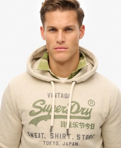 Superdry Herren Lässiges Vintage Logo Heritage Hoodie Pelikanbeige Meliert XL – Ansicht 3