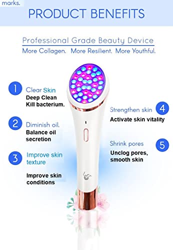 LYTE Wireless Red & Blue LED Light Therapy Handheld Device Includes Hyaluronic Acid Automatic Contact Sensor