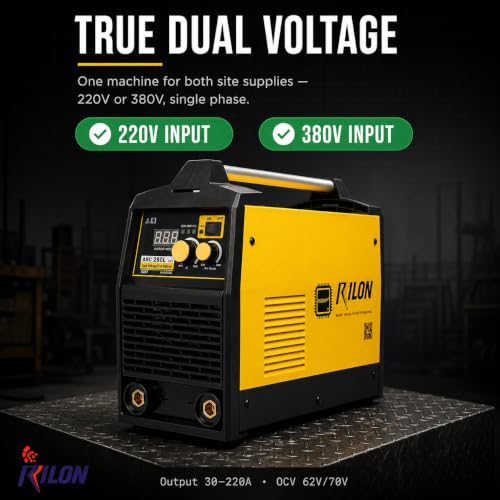 Image of Rilon ARC 280L Inverter Welding Machine | Dual Voltage MMA Welder | IGBT Technology | 220 /380V | Ideal for Industrial Fabrication | Includes Electrode Holder & Earth Clamp