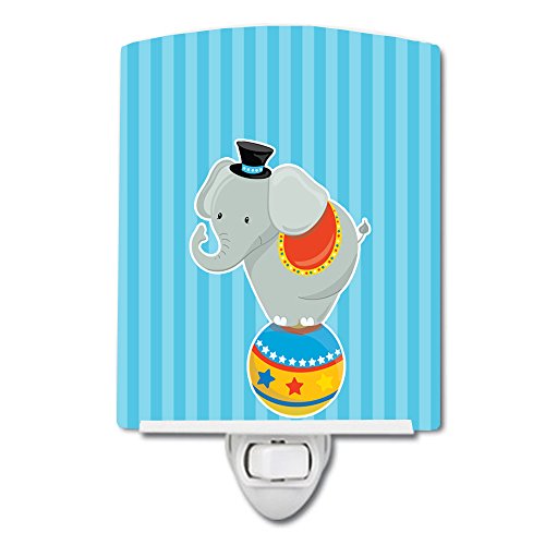 Image of Caroline's Treasures BB8699CNL Circus Elephant Ceramic Night Light Compact, UL-Certified, Ideal for Bedroom, Bathroom, Nursery, Hallway, Kitchen, 6x4x3, Multicolor