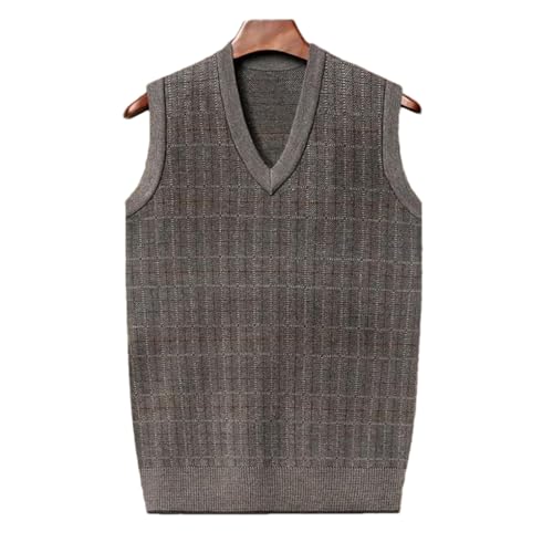 Men'S Thickened Casual Sweater Tank Top Warm V-Neck Striped Sleeveless Vest For Fall And Winter Dark Gray9 Xxxl2
