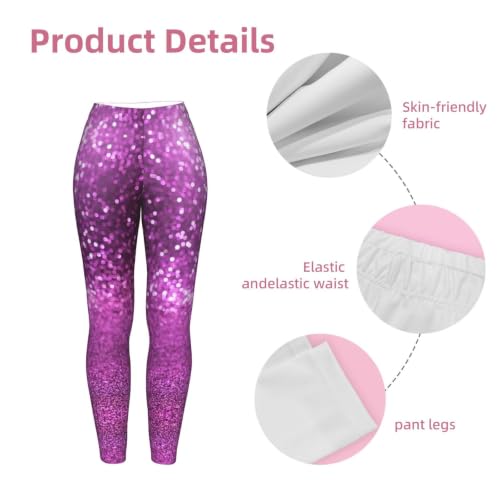 Leggings de compresión suave para mujer morados con purpurina 6