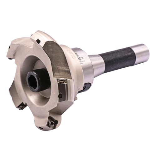 Image of 3.94 inch /100mm Cut Dia 5-Flute KM12 100-32-5T Face Mill Shell Cutter Set | 45 Indexable Face Mill, R8 FMB32 7 /16-20UNF Shank Face End Mill Arbor with 10Pcs SEKT1204 Carbide Inserts and T20 Wrench