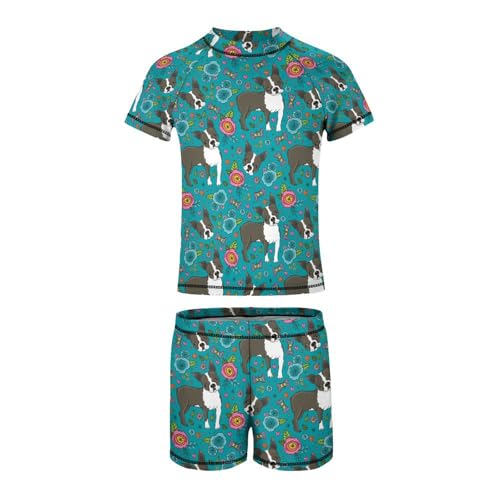 Boston Terrier French BulldogChildren's Swimsuits Boys Two Piece Suit9-11Y（140cm）2