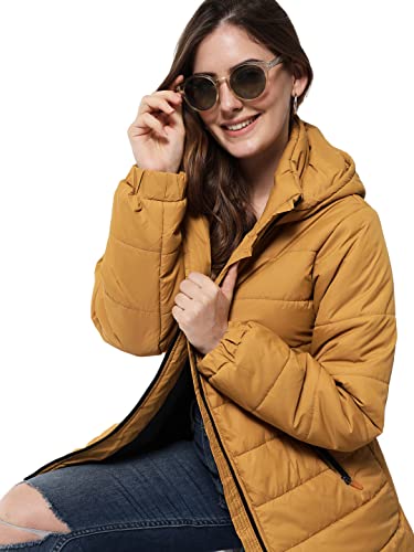 Image of KOTTY Women Nylon Peach Pink Solid Puffer Jacket