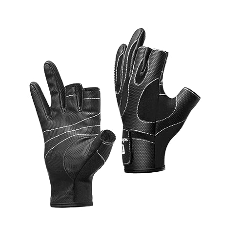 HANABASS Outdoor Fishing Gloves Palm Anti-Slip Half-Finger Design Wrist Adjustment Polar Fleece l