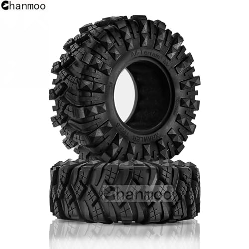 Chanmoo 1.9 Crawler Tires RC Soft Rubber Mud Slingers Tyres For 1/10 Scale RC Rock Crawler Car Traxxas TRX4 Axial SCX10 II RC4WD D90 D110 TF2 Tamiya CC01 Gen8 1.9 inch Beadlock Wheels Rims 4PCS
