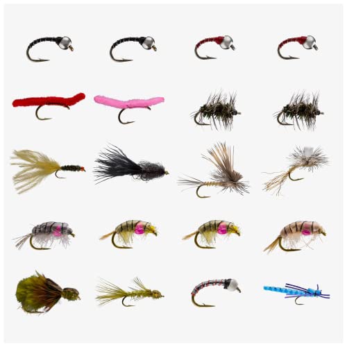 RIO Products Fly Fishing Flies Kit Assortment for Freshwater Fishing, Signature Flies for Trout, Bass, and Salmon, 7/11/12/13/15/20pcs