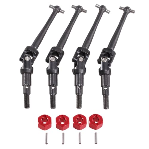 GYJSTBAJ for MJX Hyper go 1/16 16207 16208 16209 16210 H16 RC Car Wheel Hex Metal CVD Drive Shaft Wheel Lock Nut Upgrade Parts Black(Red)