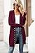 Halife Thin Cardigans for Women Lightweight Summer Casual Open Front Duster Cardigan with Buttons Women's Fashion Cardigans Burgundy L