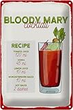 Blechschild Bloody Mary - Receta para cóctel (30 x 20 cm), diseño de Bloody Mary