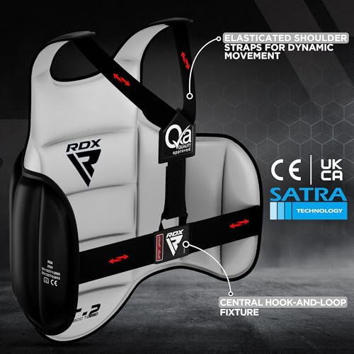 Image of RDX Boxing Body Protector Reversible, Kickboxing MMA Muay Thai Chest Guard, Sparring Training Heavy Punching, Adjustable Shield, Martial Arts Upper Belly Protection Pad, Taekwondo TKD Vest