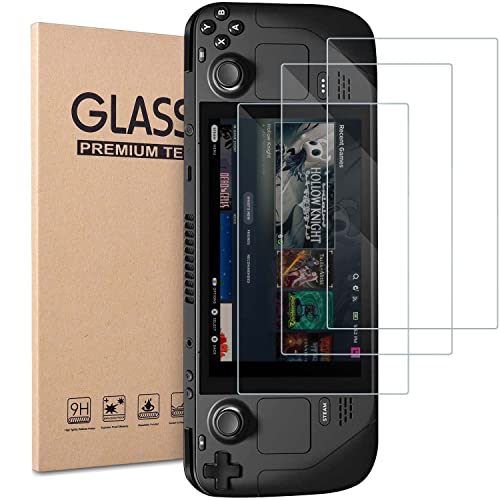 Protector de Pantalla 3 Piezas Compatible con Valve Steam Deck, H9 Durezas Alta Definición Protector de Pantalla de Vidrio Templado Antiarañazos - Transparente Cover
