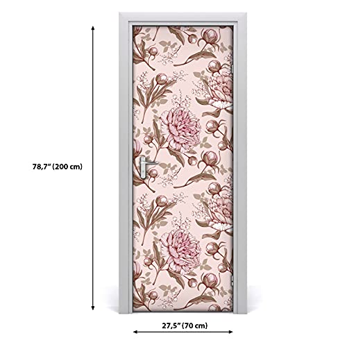 Autocollant de porte étiquette imperméable pivoines 70x200 - 3