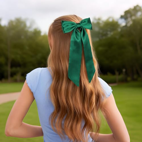 Pinzas de cabello con moño largo WantGor verde miniatura 5