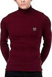 Schmale Passform Cipo & Baxx Herren Rollkragen Pullover Strickpullover Sweater Pulli Bordeaux S