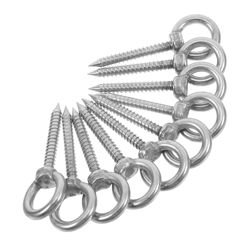 NAMOARLY 10pcs Stainless Steel Eye Screw Hooks Heavy Duty Ceiling Hooks for Hanging Round Ring for Drywall