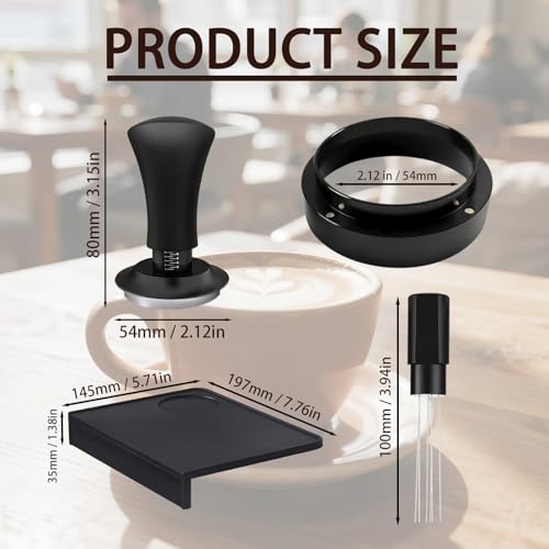 54mm Espresso Tamper Kit: 5-Piece Set with Needle Distributor Tool, Dosing Funnel & Tamping Mat for Portafilter Machines - Image 2
