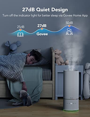 Govee 6L Smart Wifi Humidifiers For Bedroom Large Room Plants, Top Fill Cool Mist Humidifier With App Control, Auto Mode With Sensor, Essential Oil Diffusers And Night Light, Works With Alexa #TOP4