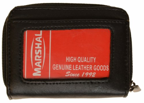 MARSHAL Genuine Leather Accordion Style Credit Card Holder Wallet