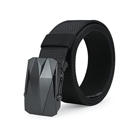 TEAMMAO Mens Belt Tactical Belt Military Belts Nylon Canvas Belt Big and Tall Size 33" - 71" Plus Size Belt Quick Release Metal Automatic Buckle Waist Belt. (Black, Waist:65"-67") Cover