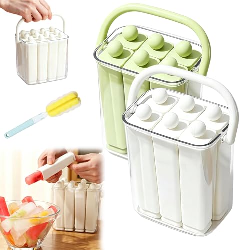 Image of Silicone Ice Stick Tray with Storage Caddy, Ice Cream Mold Tray Set with Storage, 6 Cavity Silicone Ice Stick Set, Easy Release Long Ice Cube Stick Maker for Homemade Frozen Treats (2pcs-c)