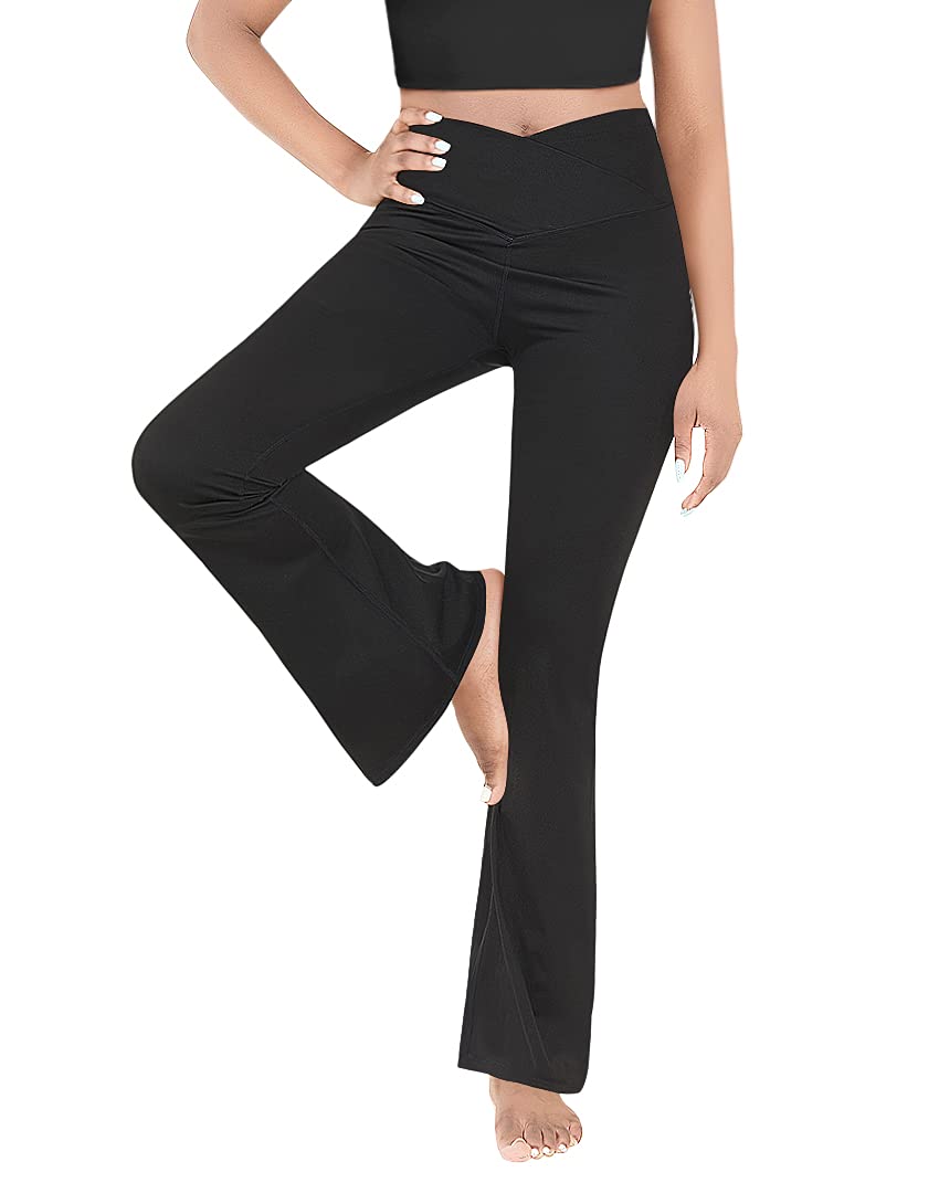 Buy Esobo Women's Bootleg Yoga Pants Crossover High Waisted Wide Leg