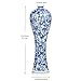 Chinese Blue and White Vase, Antique Handmade Ceramic Flower Vase, Decorative Glazed Vases for Home Decor, Table, Living Room, Fish Tail Vase (No.01)