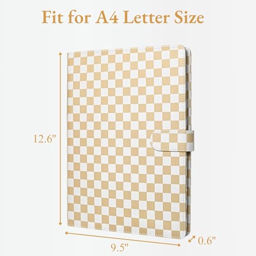 Image of Mymazn Padfolio Portfolio Folder, Faux Leather Interview Resume Folder with Document Organizer & Business Card Holder, Letter-Sized Notepad Legal Pad Holder for Men Women (Tan Checkered)