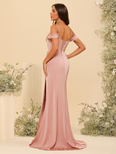 Long Bridesmaid Dresses with Silt for Wedding Spaghetti Strap Mermaid Prom Dress PU1952